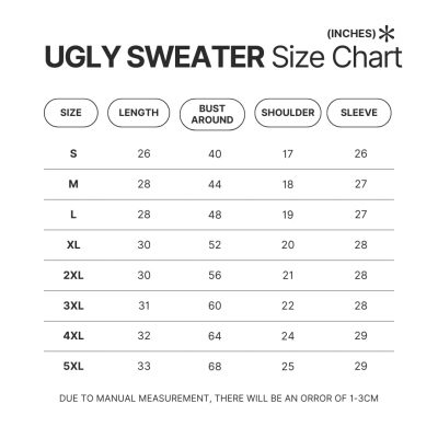 Ugly Sweater Size Chart 1 - Death Note Shop